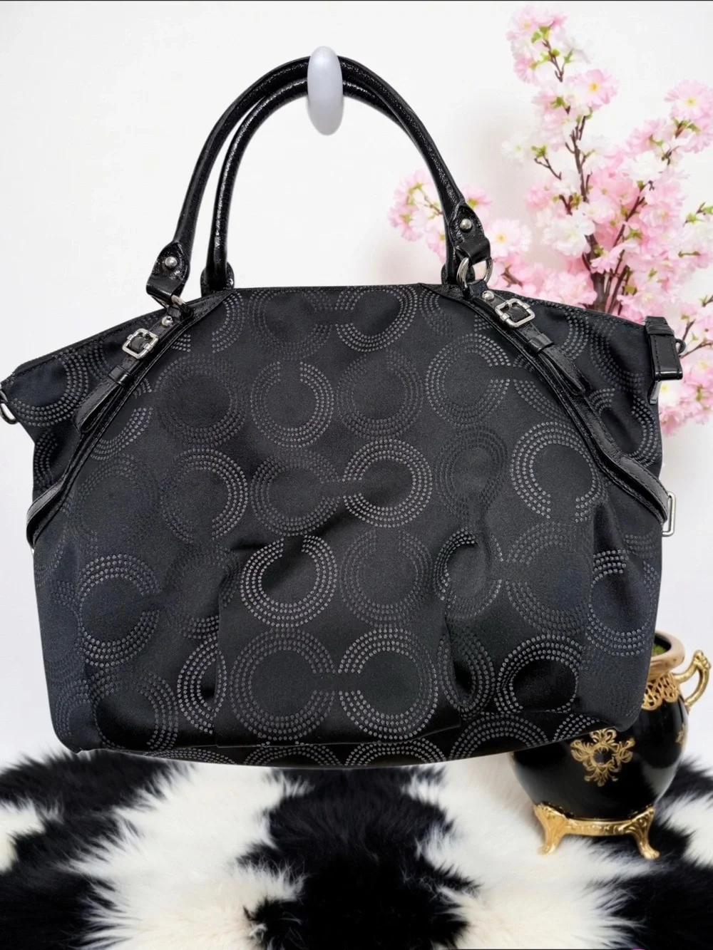 COACH MADISON DOTTED OP ART SOPHIA SATCHEL
